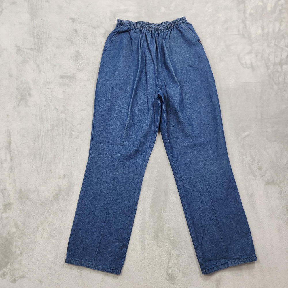 Vintage Chic Jeans Womens 12 PETITE Blue High Rise Relaxed Straight Pull On